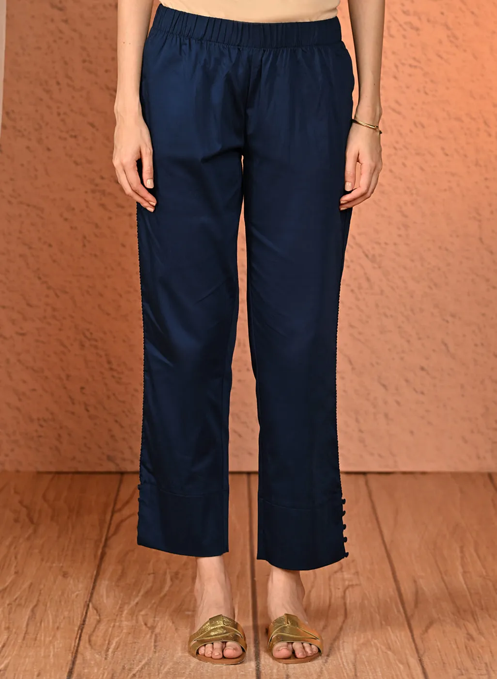 Mia Dark Blue Relaxed Fit Pants for Women