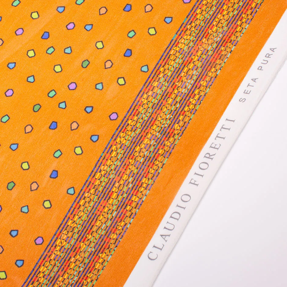 Multi-Coloured Printed Orange Silk Georgette