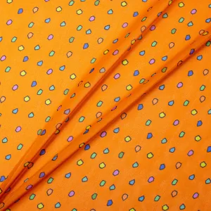 Multi-Coloured Printed Orange Silk Georgette