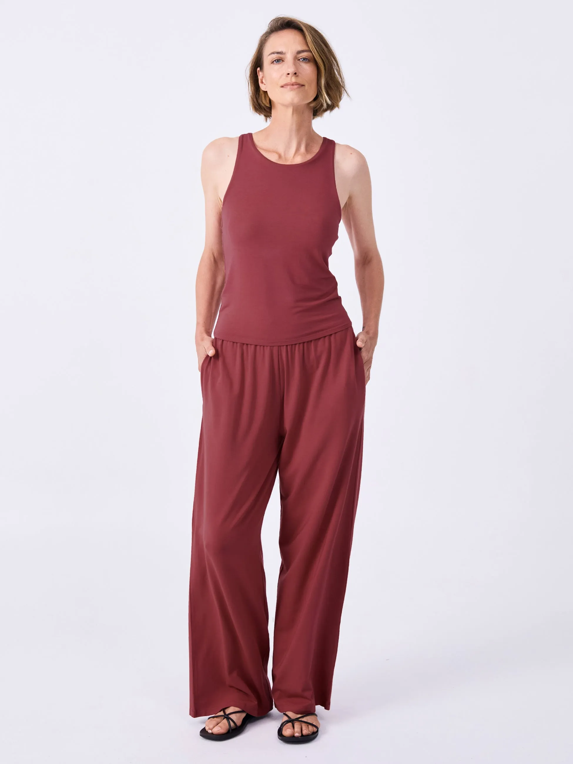 Nomad Modal Wide Leg Pant - Earth Red