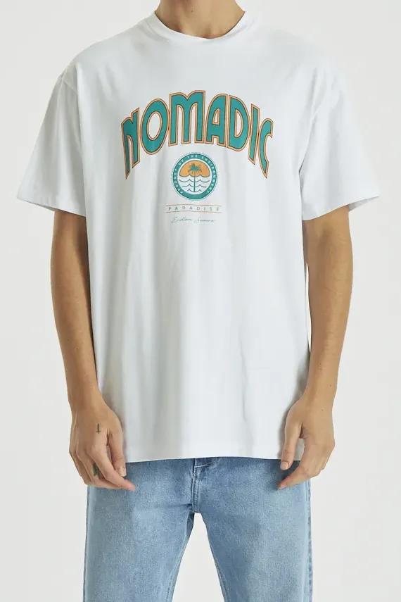 NOMADIC PARADISE Mens Endless Relaxed Tee Shirt White