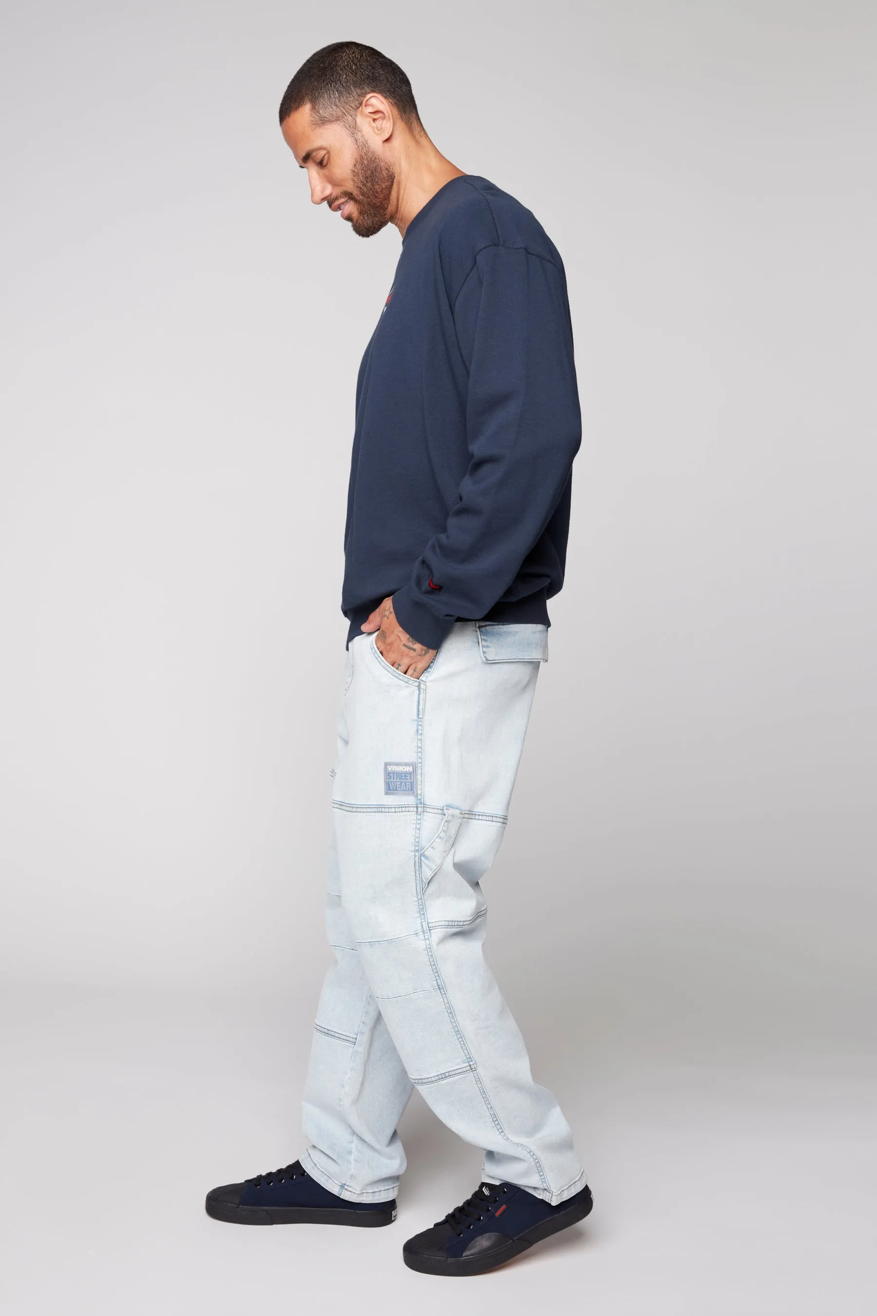 OLI - Loose Fit Pant with Adjustable Hems - Light Blue Denim