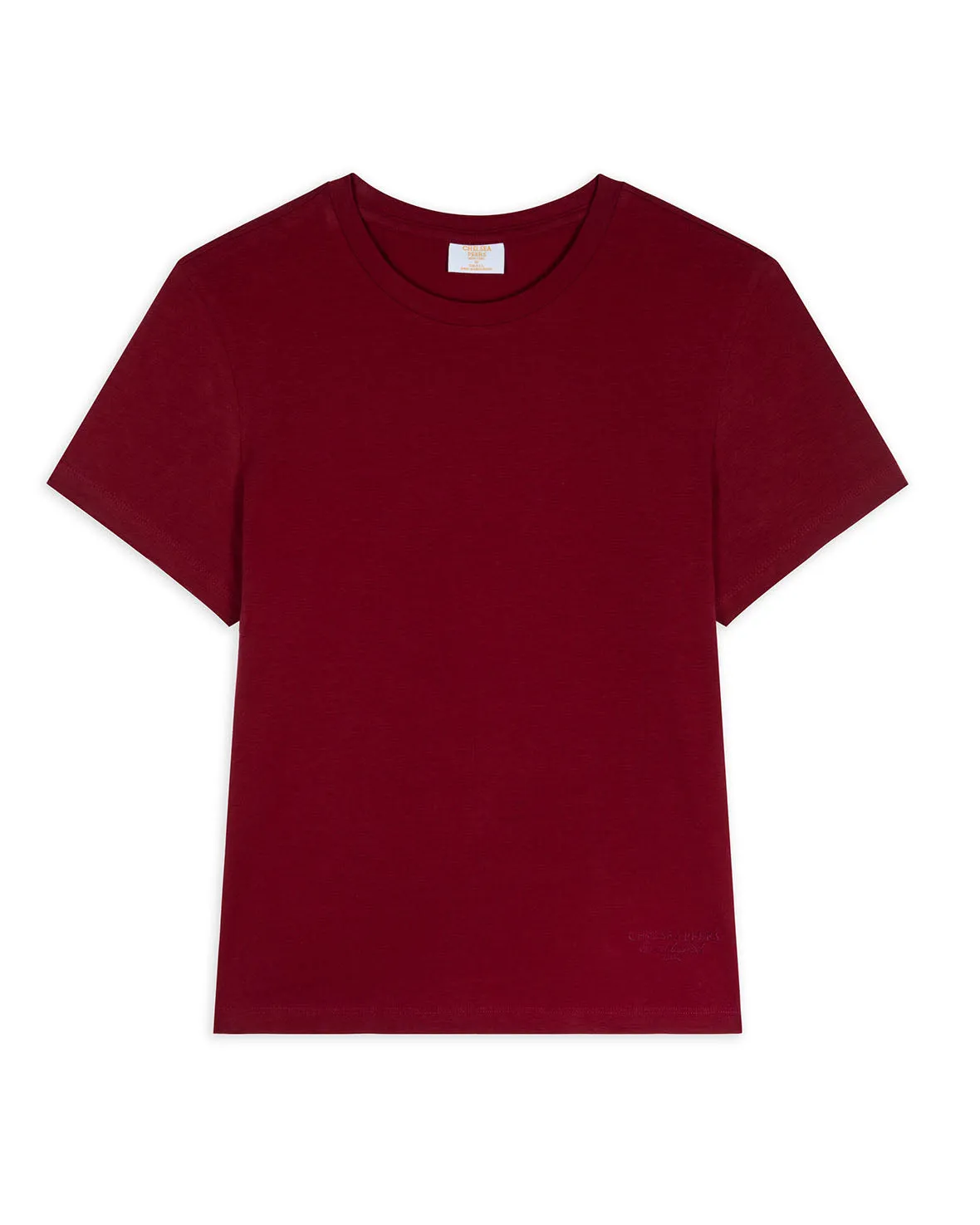 Organic Cotton Embroidered Mini Logo T-Shirt - Burgundy