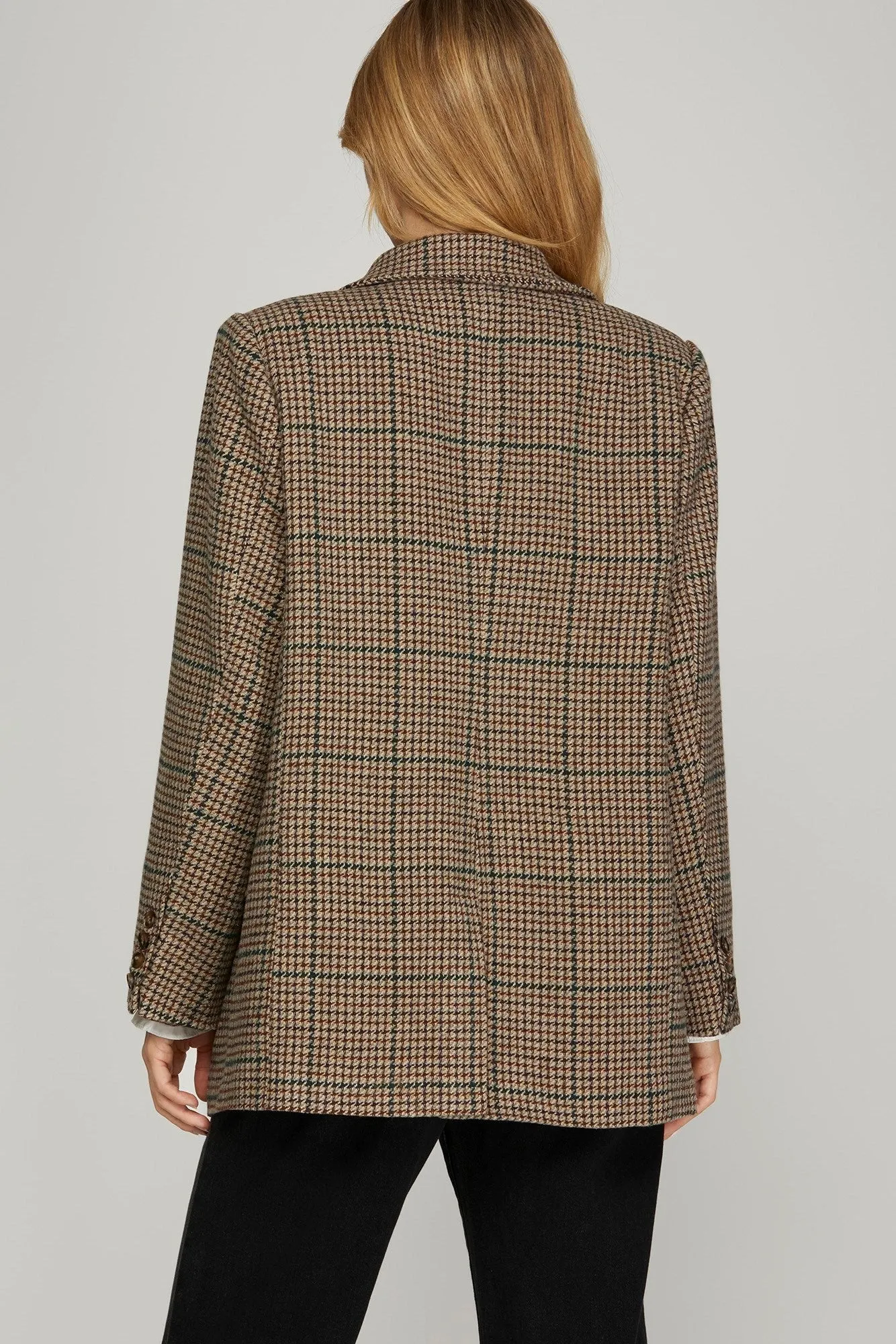 Oversized Wool Blend Jacket - Brown