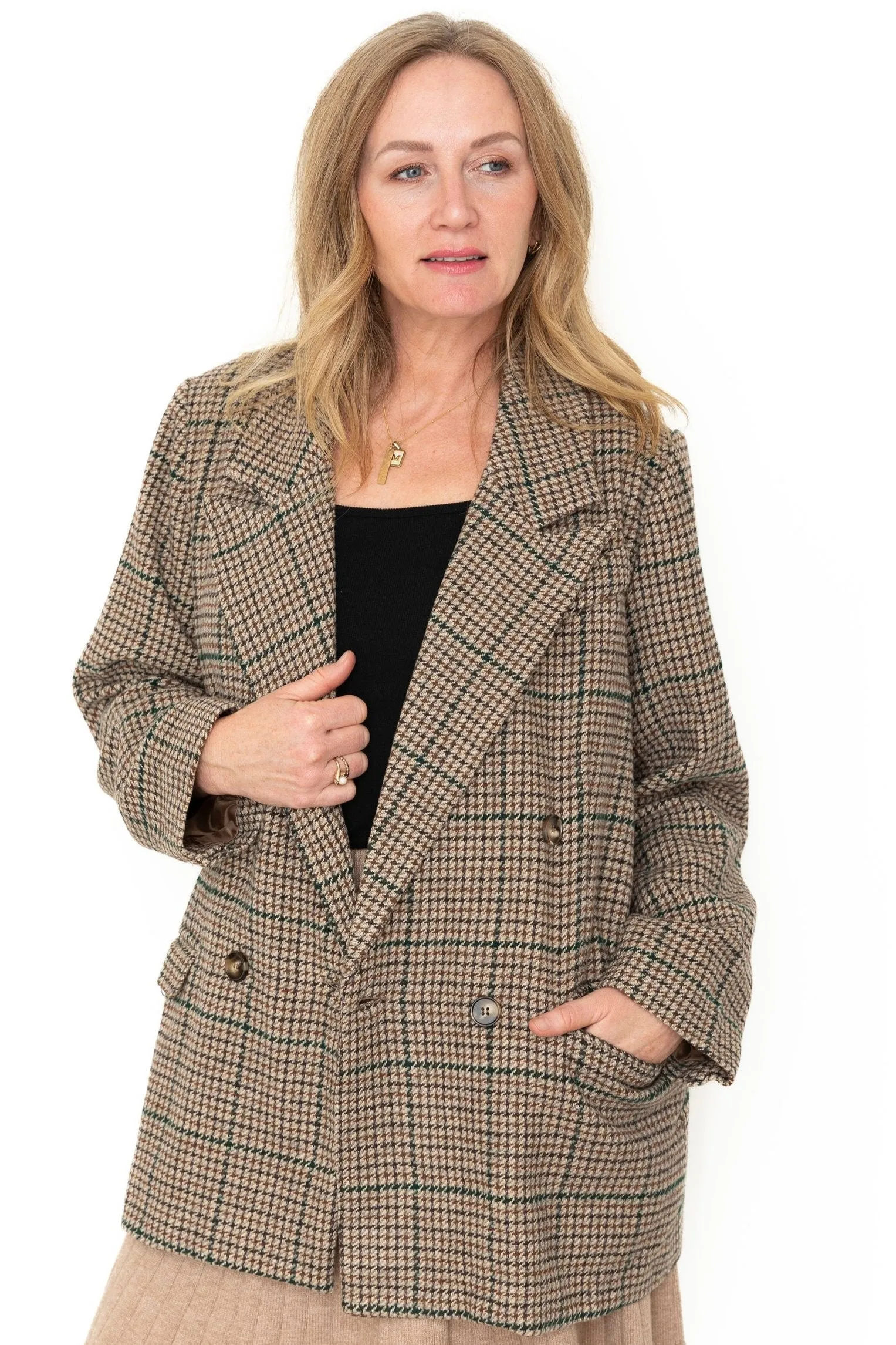 Oversized Wool Blend Jacket - Brown