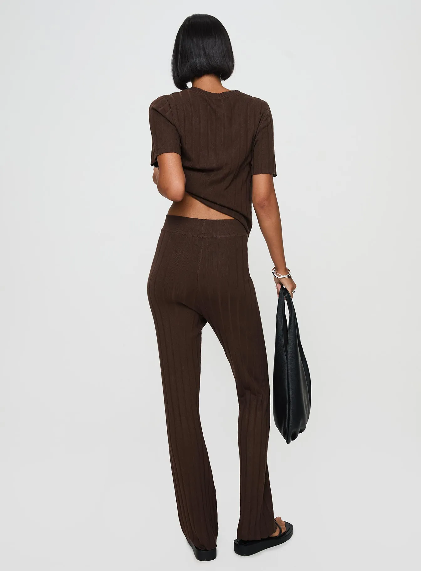 Palomia Ribbed Pants Chocolate