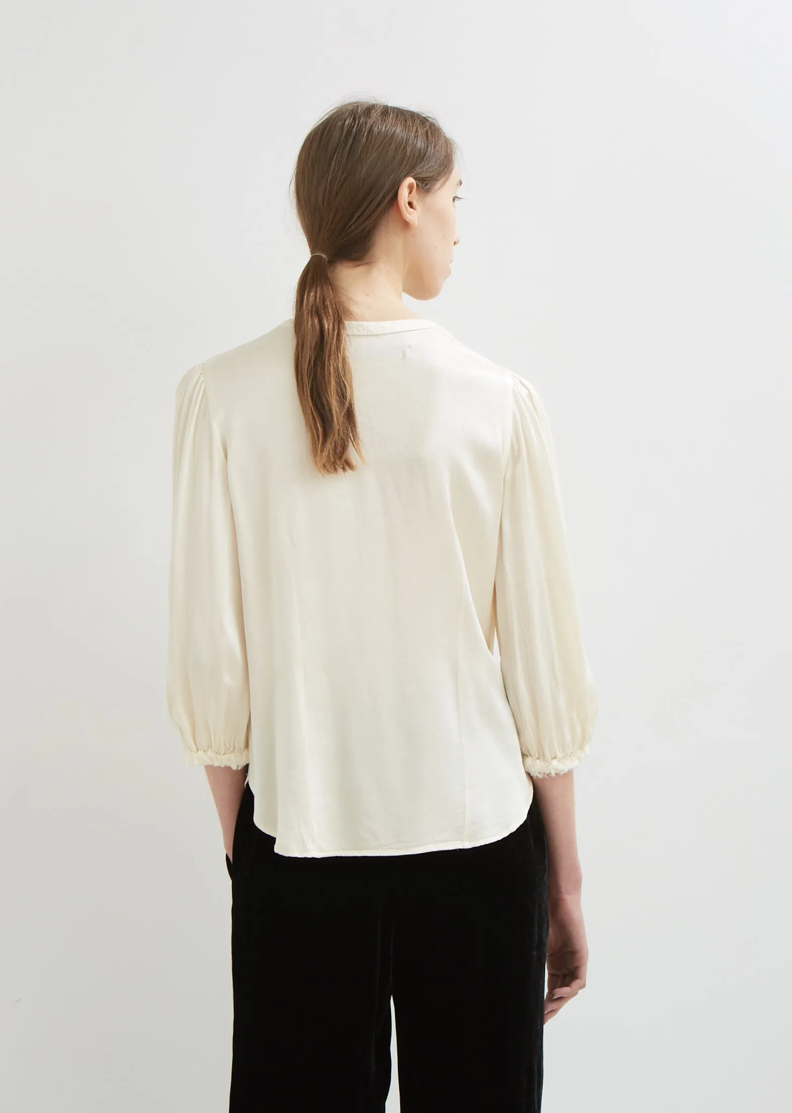 Pebble Satin Puff Sleeve Top