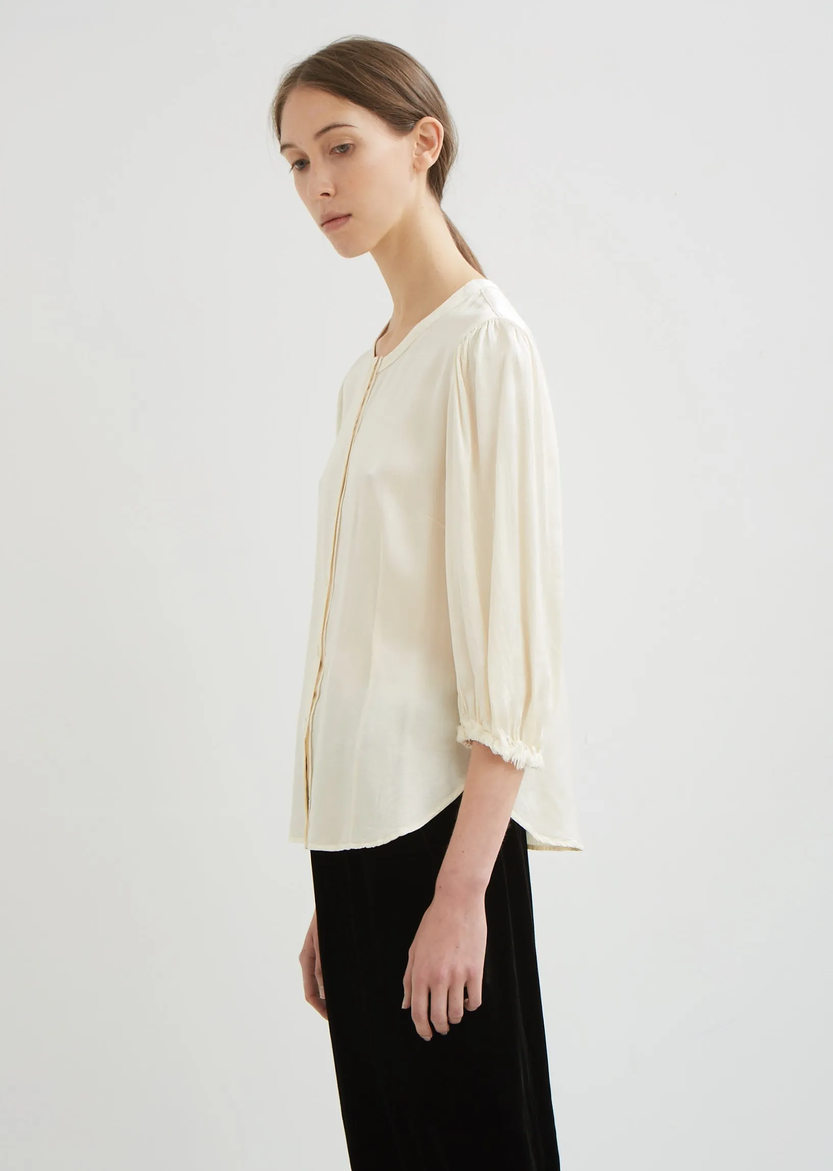 Pebble Satin Puff Sleeve Top