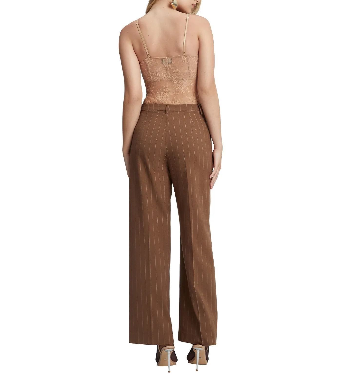 Pin Stripe Straight Pant Brown