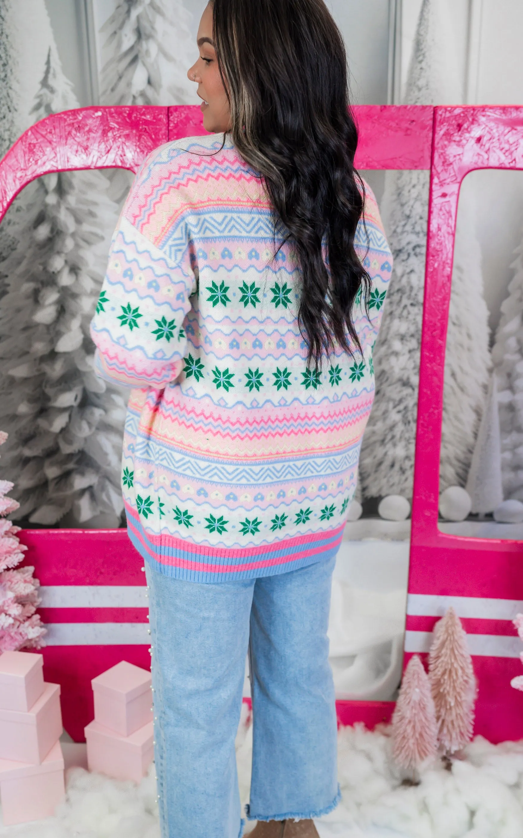 Pink Multi Christmas Cardigan