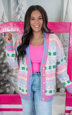 Pink Multi Christmas Cardigan