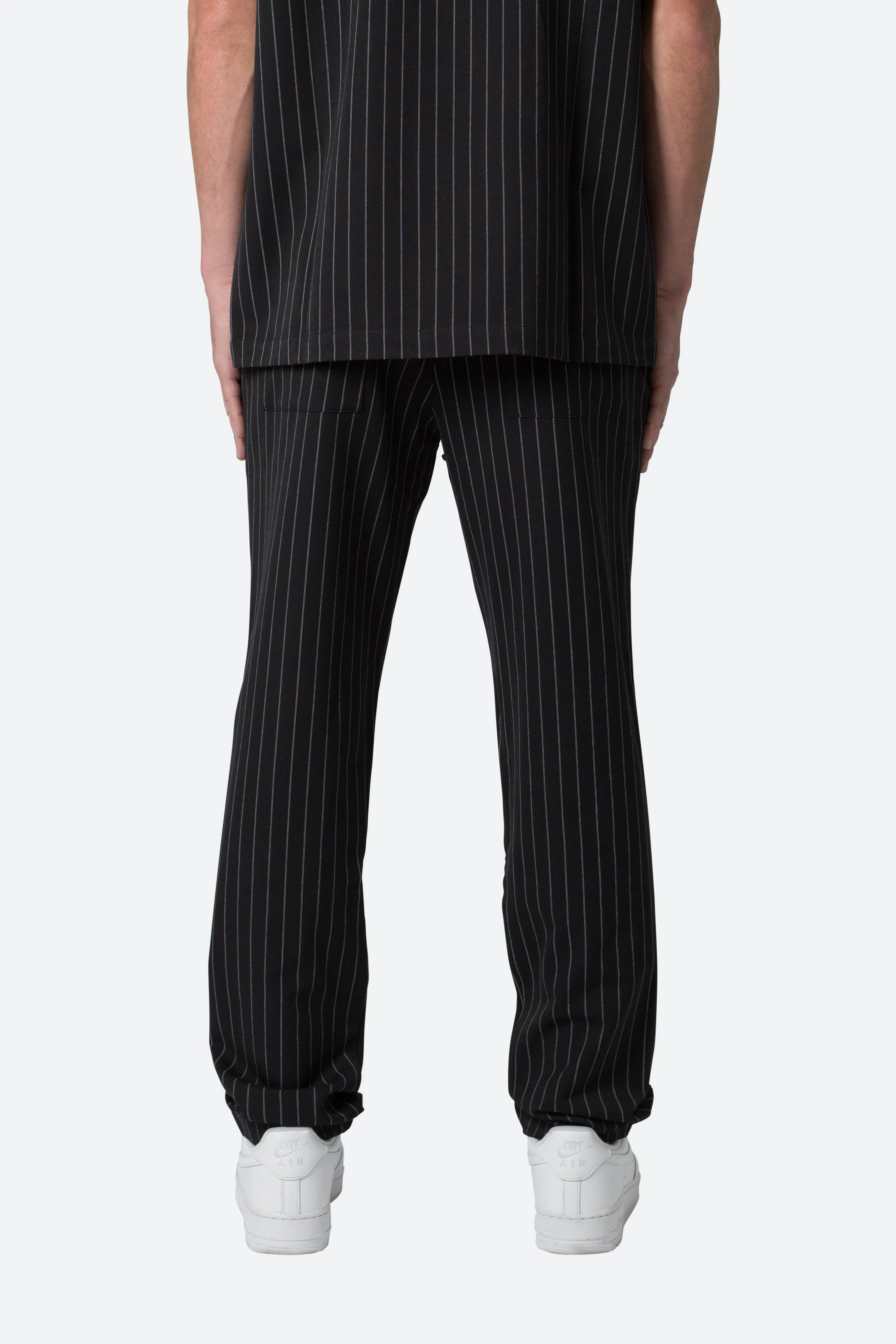 Pinstripe Drawcord Pants - Black