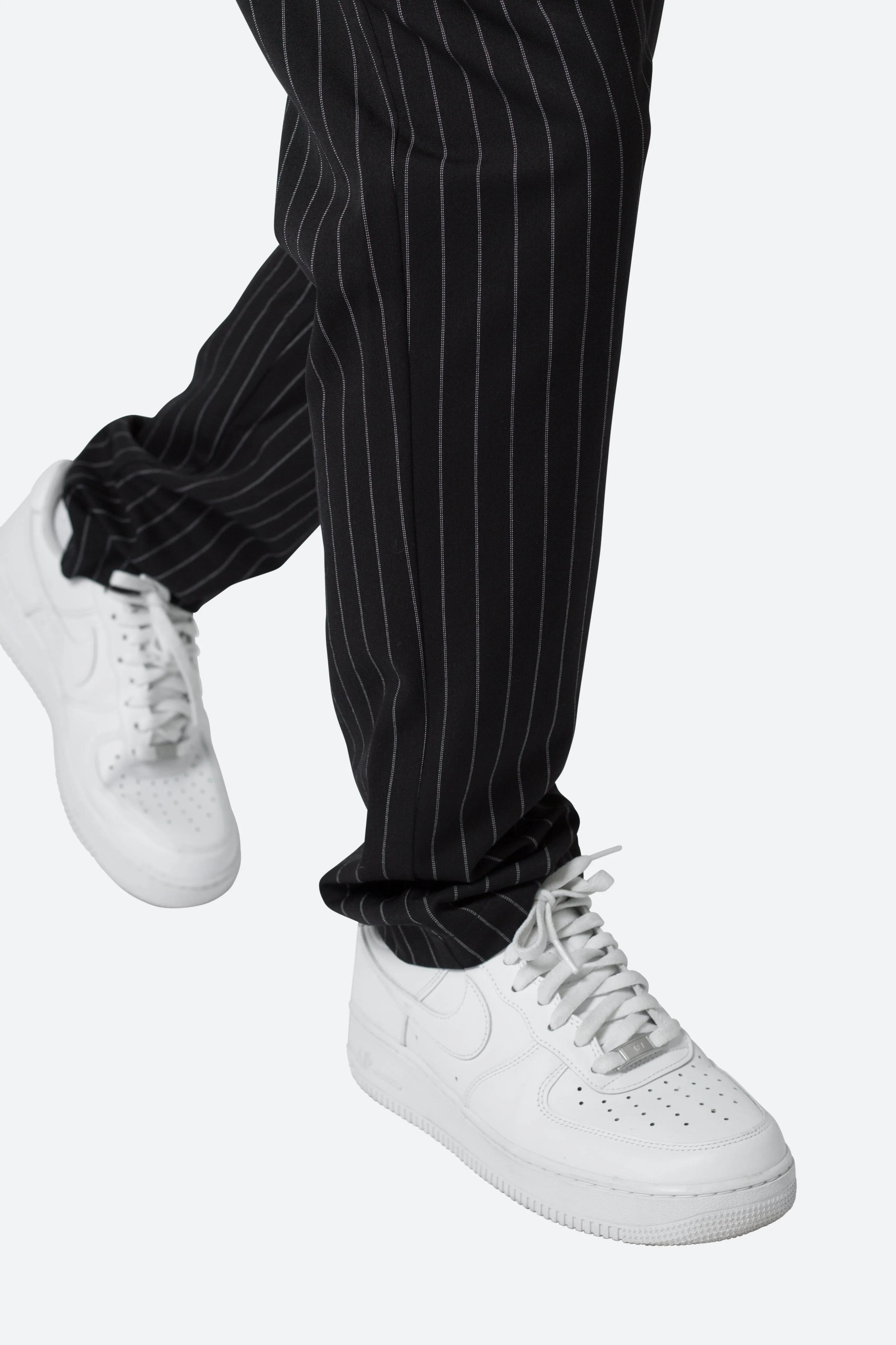 Pinstripe Drawcord Pants - Black