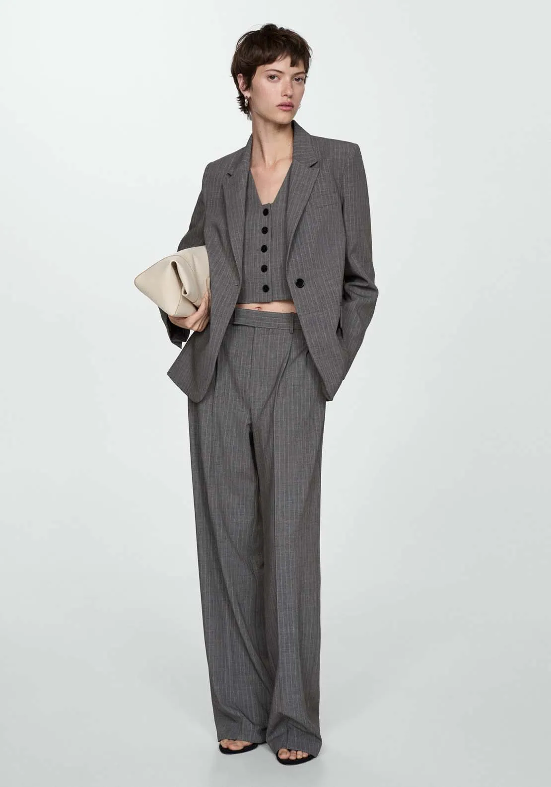 Pinstripe suit blazer - Gray