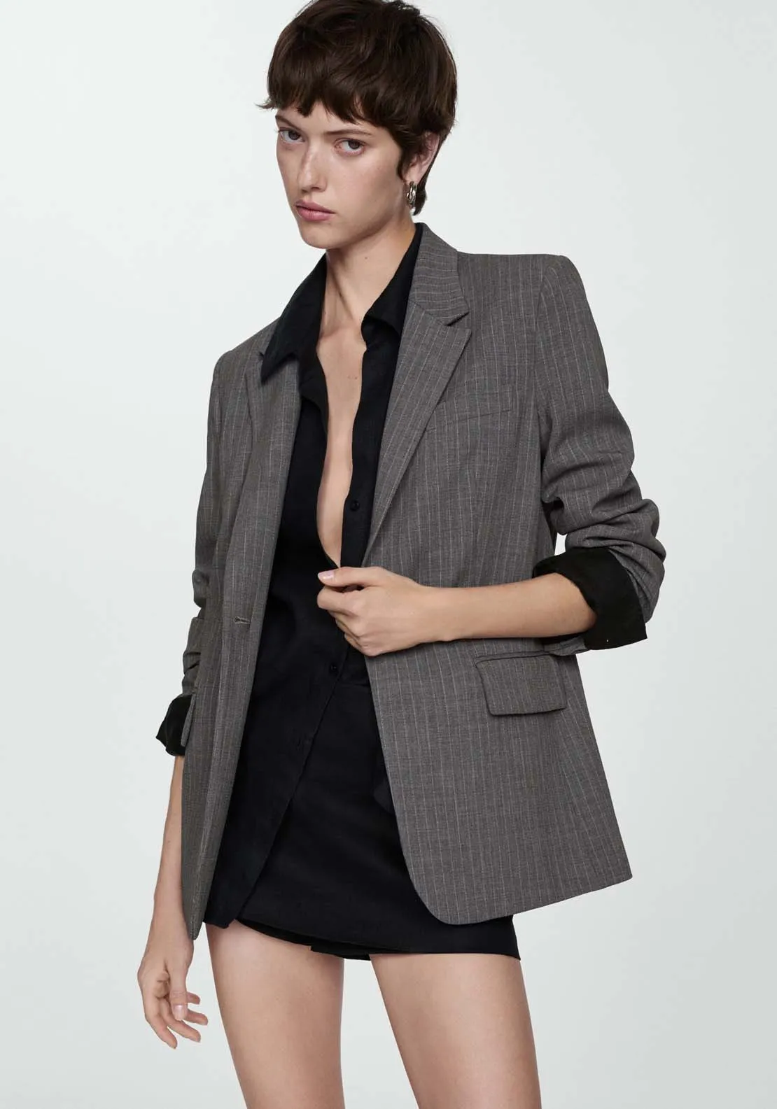 Pinstripe suit blazer - Gray