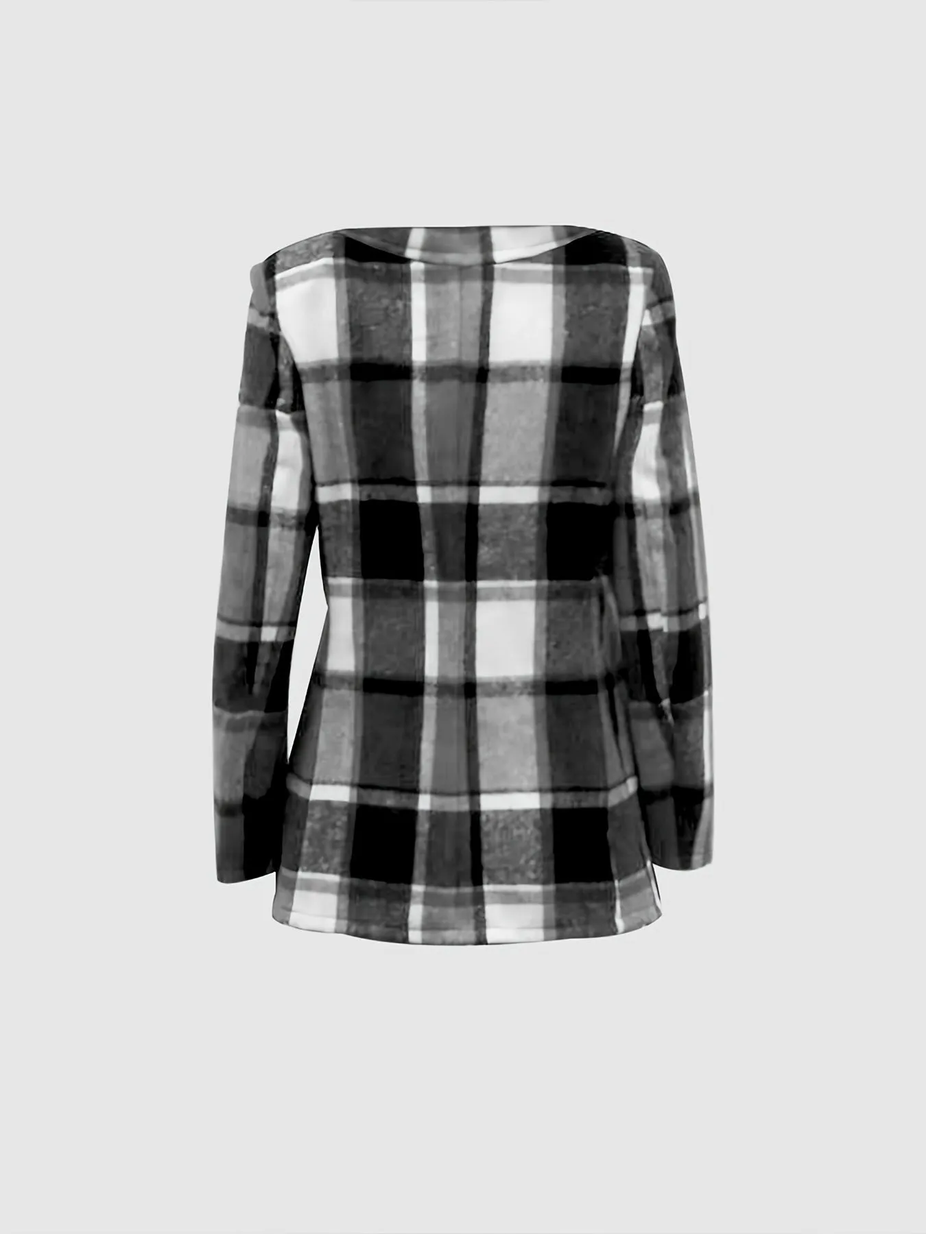 Plaid Button Down Long Sleeve Lapel Fashion Winter Blazer