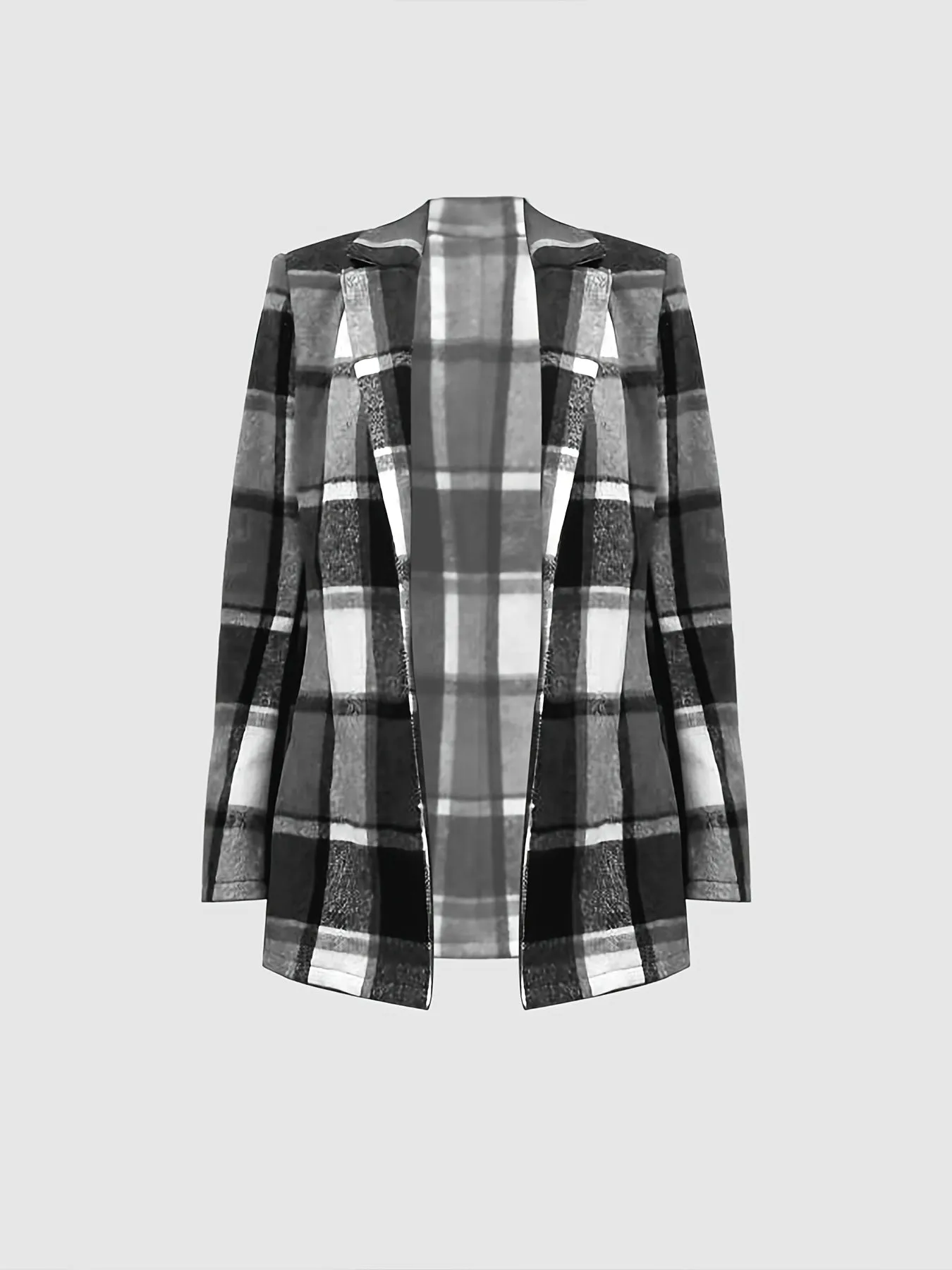 Plaid Button Down Long Sleeve Lapel Fashion Winter Blazer