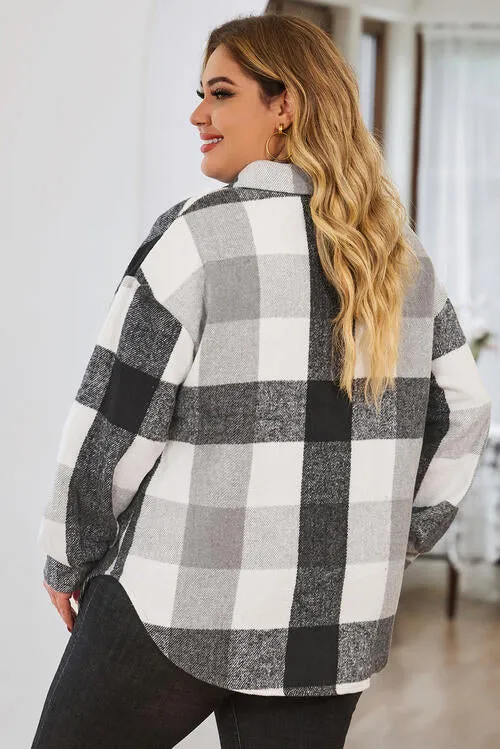 Plaid Button Up Jacket - 2 Colors  - CURVY Shacket