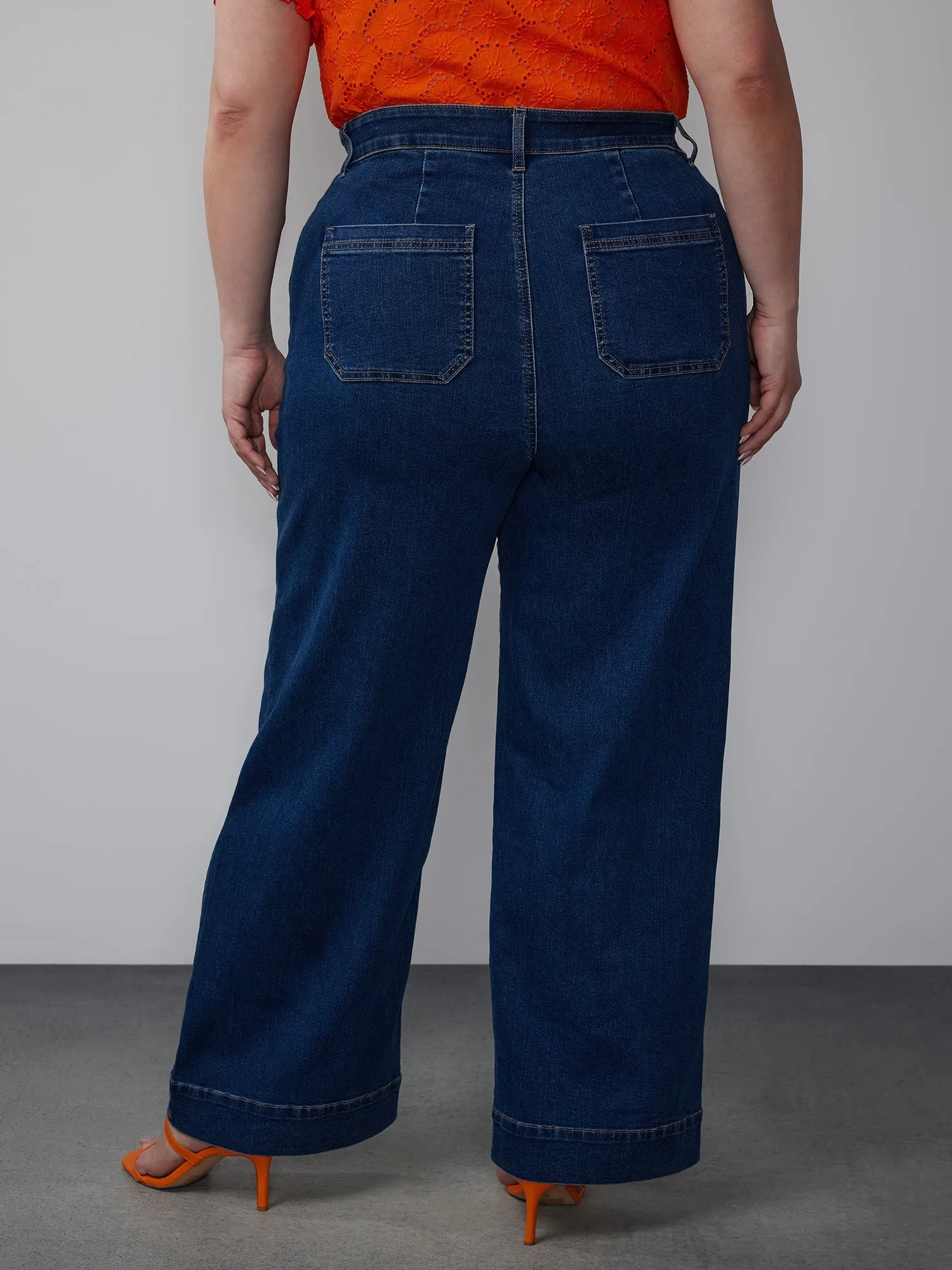 Plus High Rise Sailor Wide Leg Jeans