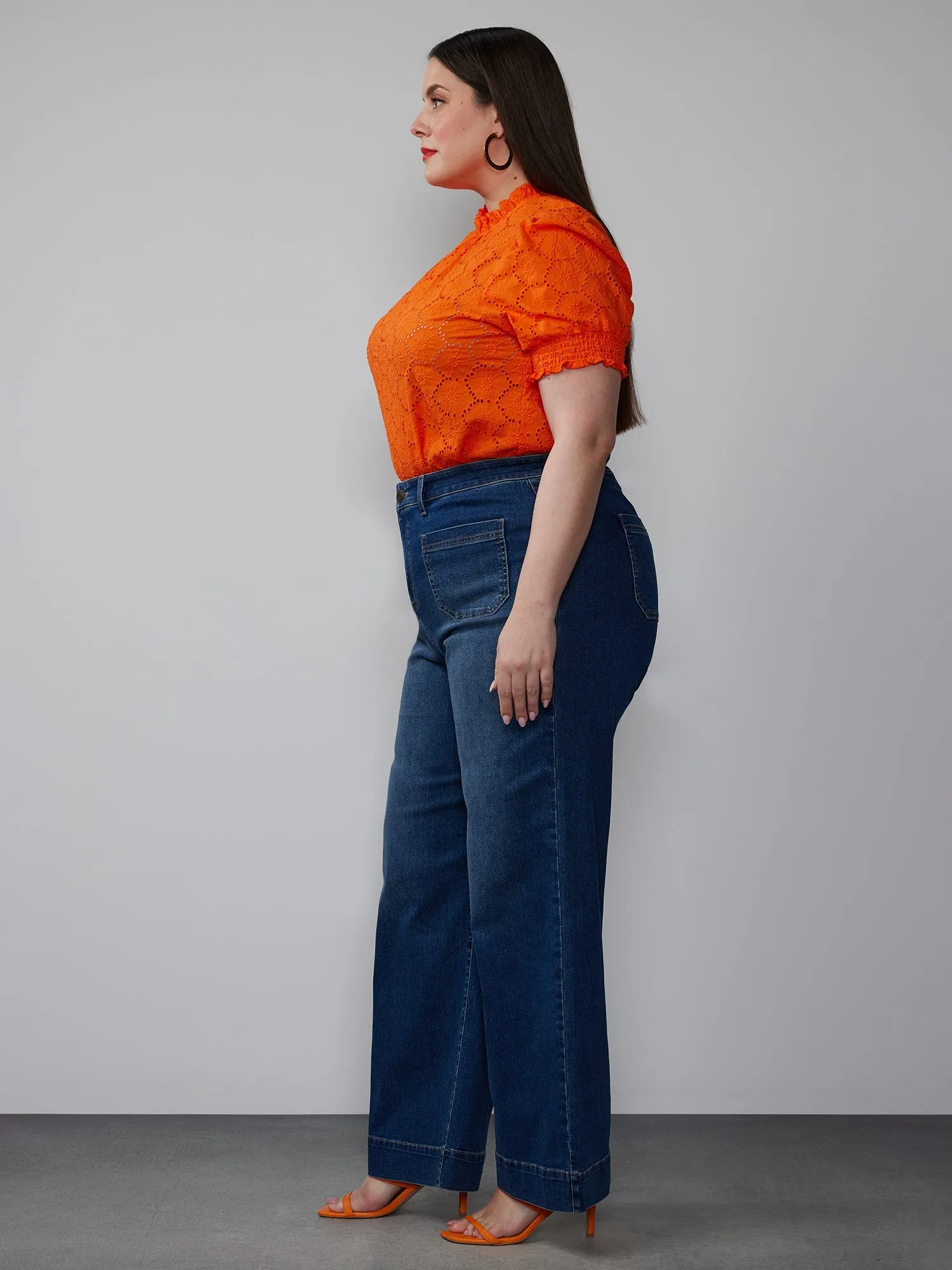 Plus High Rise Sailor Wide Leg Jeans