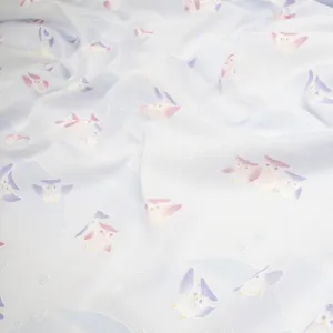 Printed Cotton Voile Design-8 Purple Owls on Light Lilac