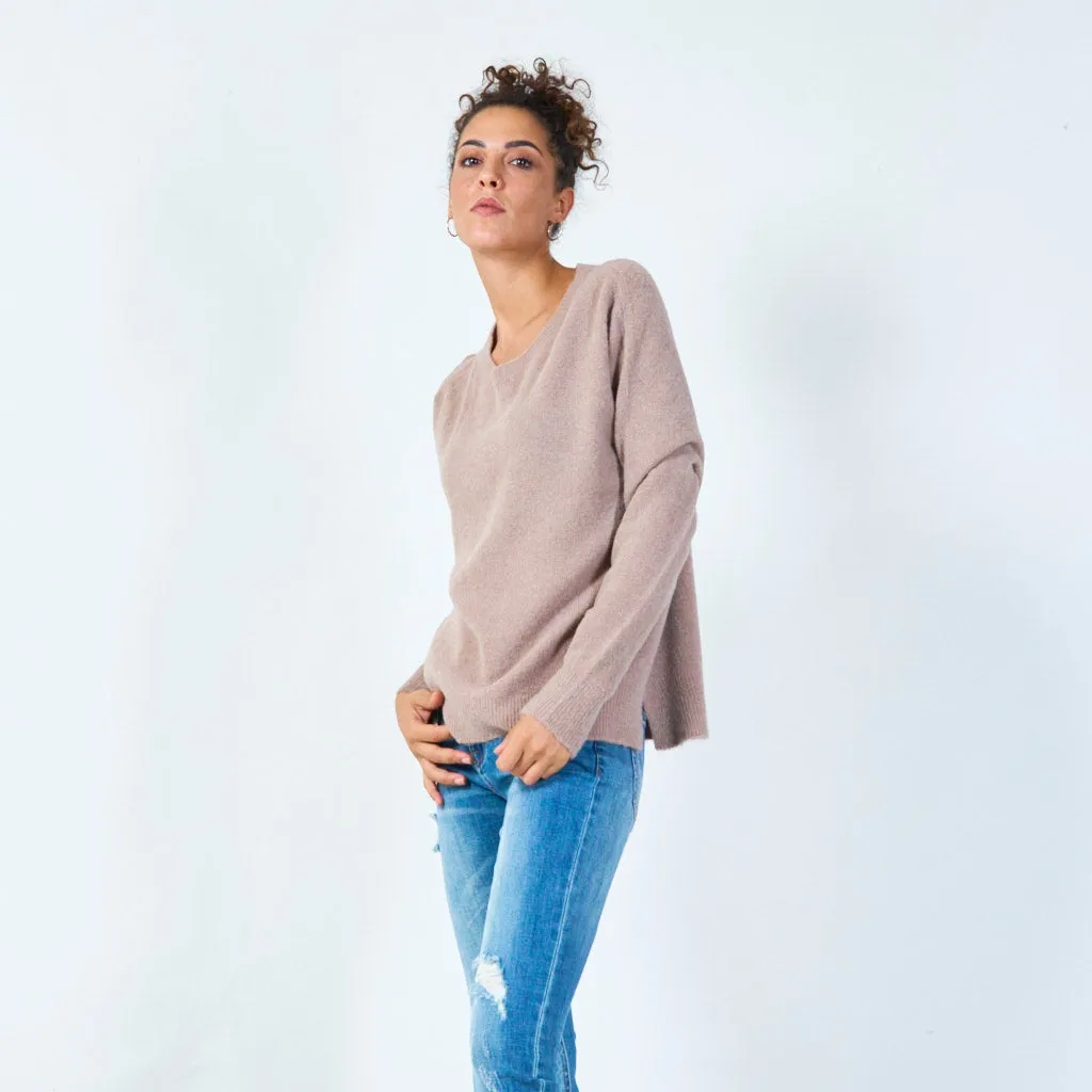 Relaxed fit crew neck sweater wholesale