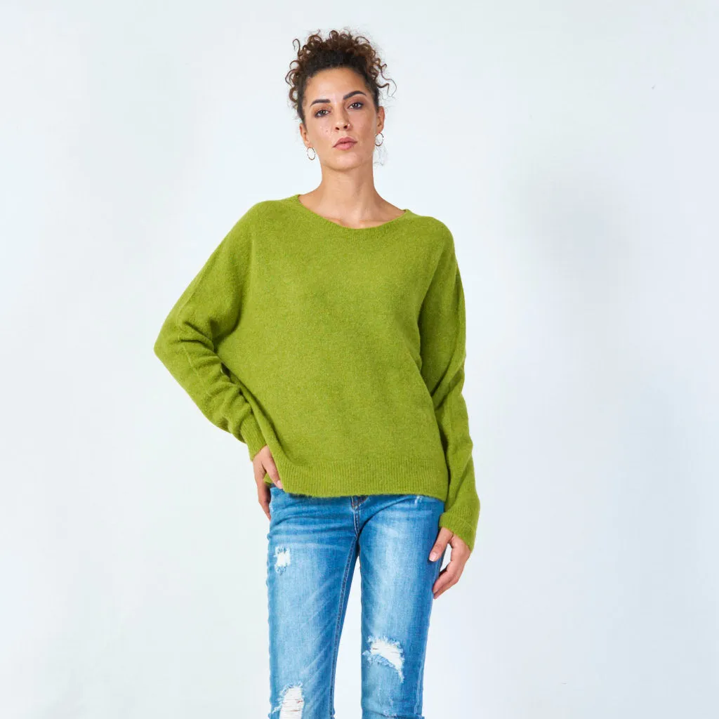 Relaxed fit crew neck sweater wholesale