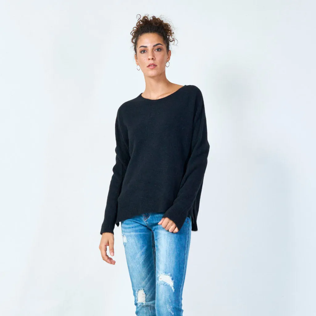 Relaxed fit crew neck sweater wholesale