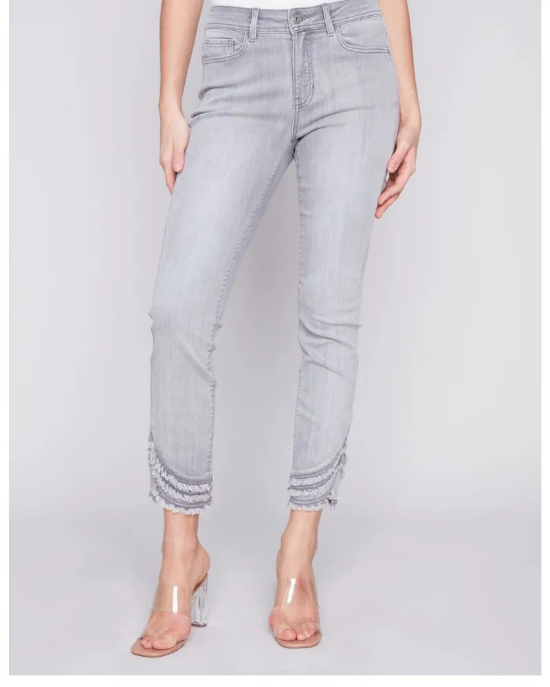 Ruffle Hem Skinny Jeans