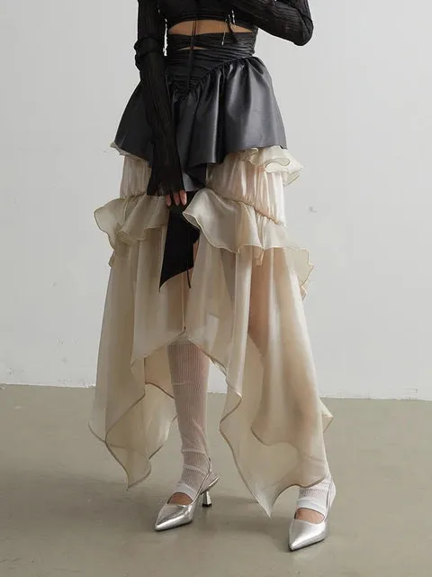 Saturn Ruffled Champagne Skirt