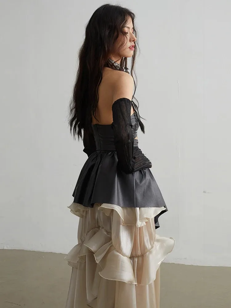 Saturn Ruffled Champagne Skirt