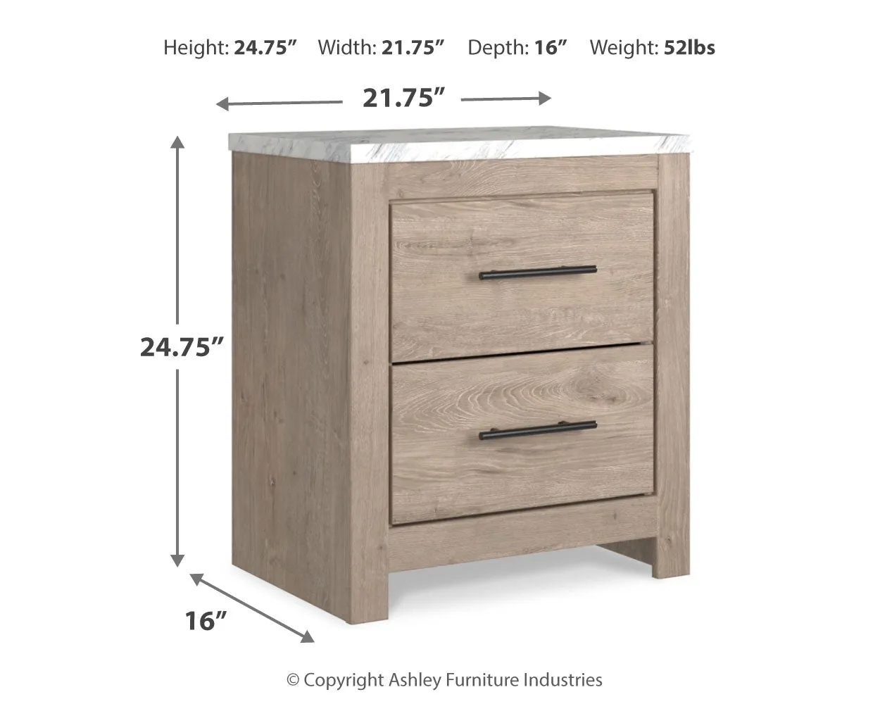 Senniberg King Panel Bed with Mirrored Dresser and Nightstand in Light Brown/White