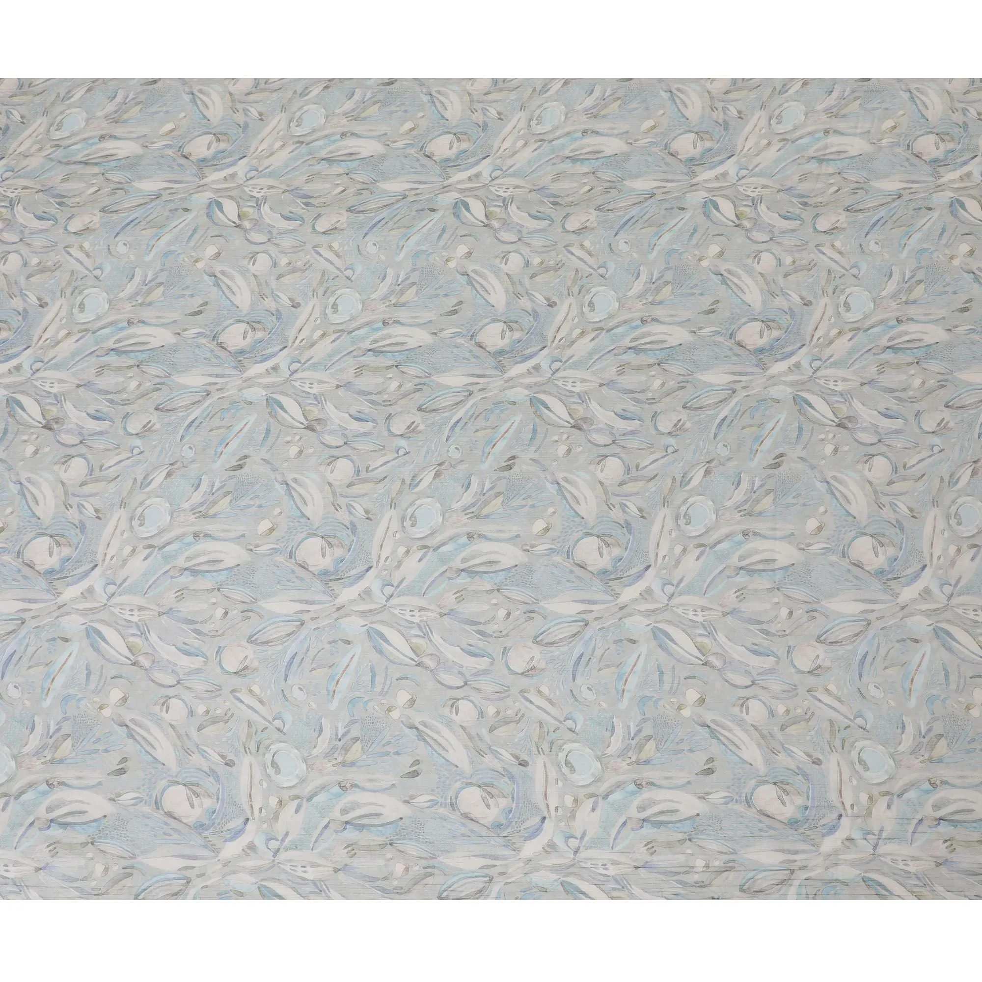 Serenity Blue Synthetic Chiffon Fabric, Elegant Feather Pattern, 110cm Wide - Shop Online for Crafts & Garments-D18118