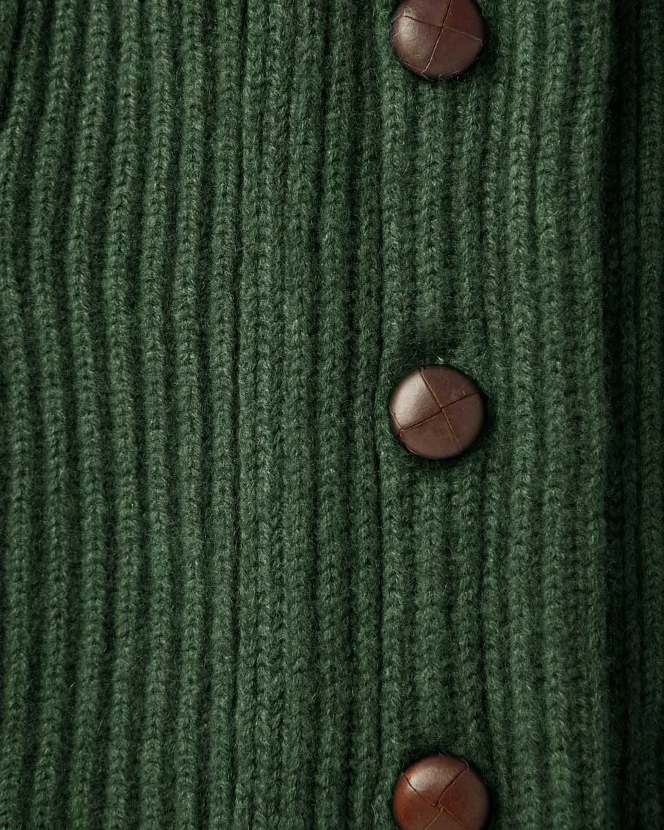 Serpentine Green Shawl Collar Cashmere Cardigan