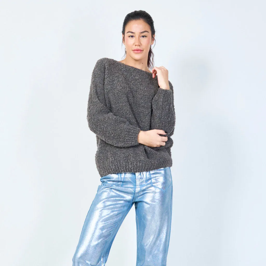 Soft boucle knit sweater wholesale