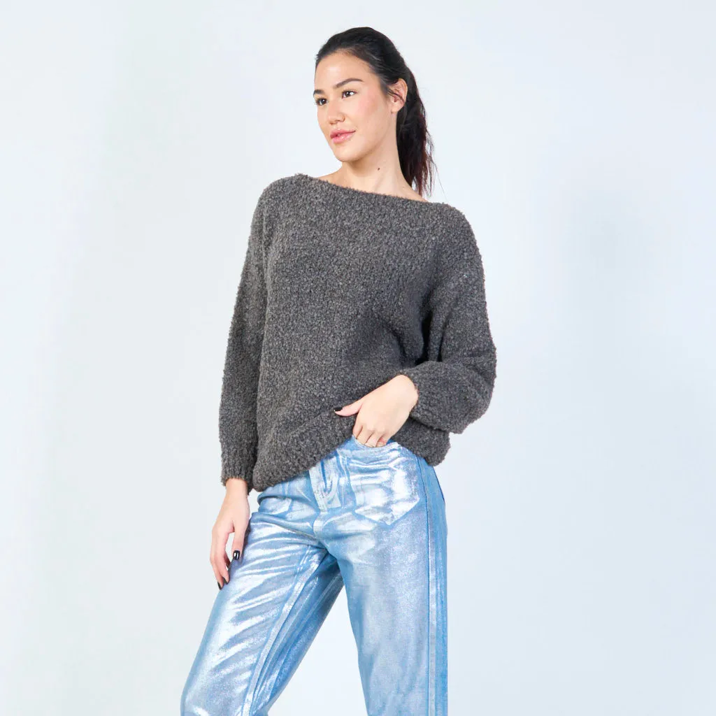 Soft boucle knit sweater wholesale