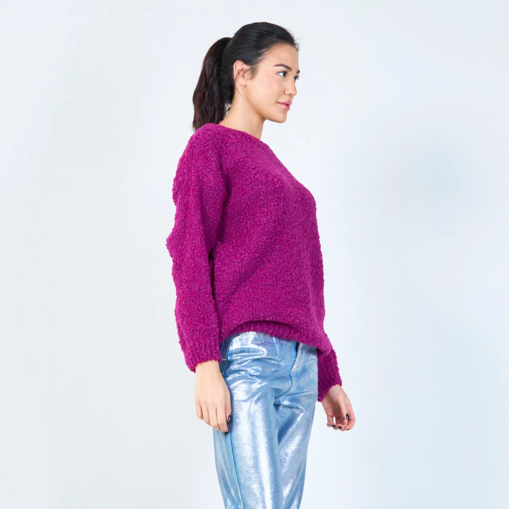 Soft boucle knit sweater wholesale