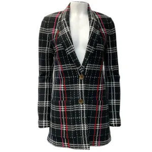 St. John Black Caviar Multi Plaid Wool Knit Blazer