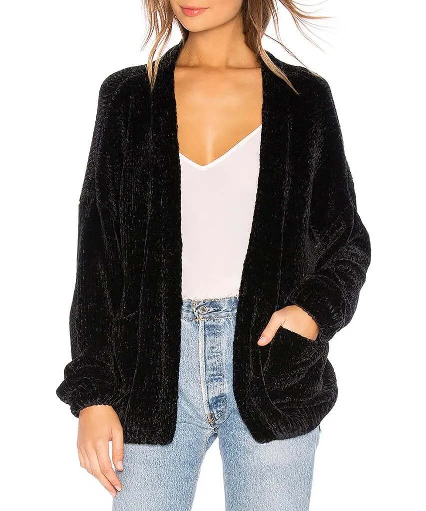 Staycay Chenille Cardi, Black