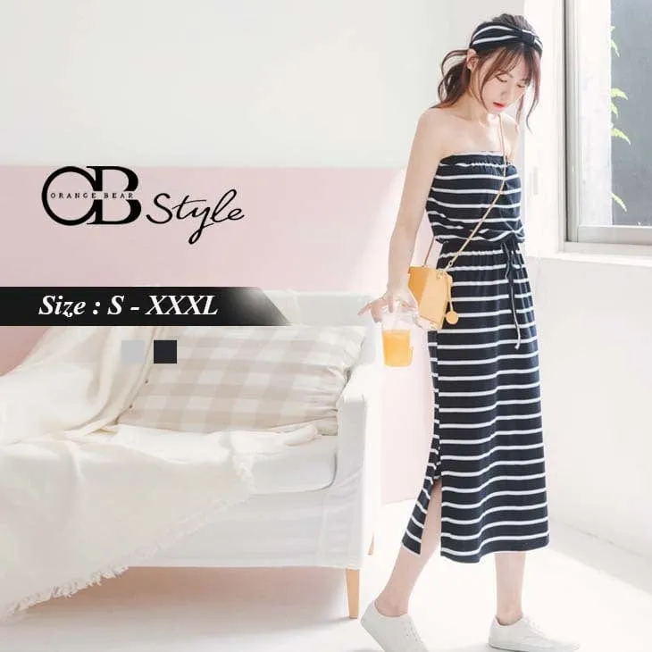 STRAIGHT ACROSS STRIPED DRESS