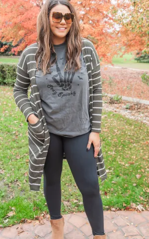 Striped Thermal Open Front Cardigan - Final Sale