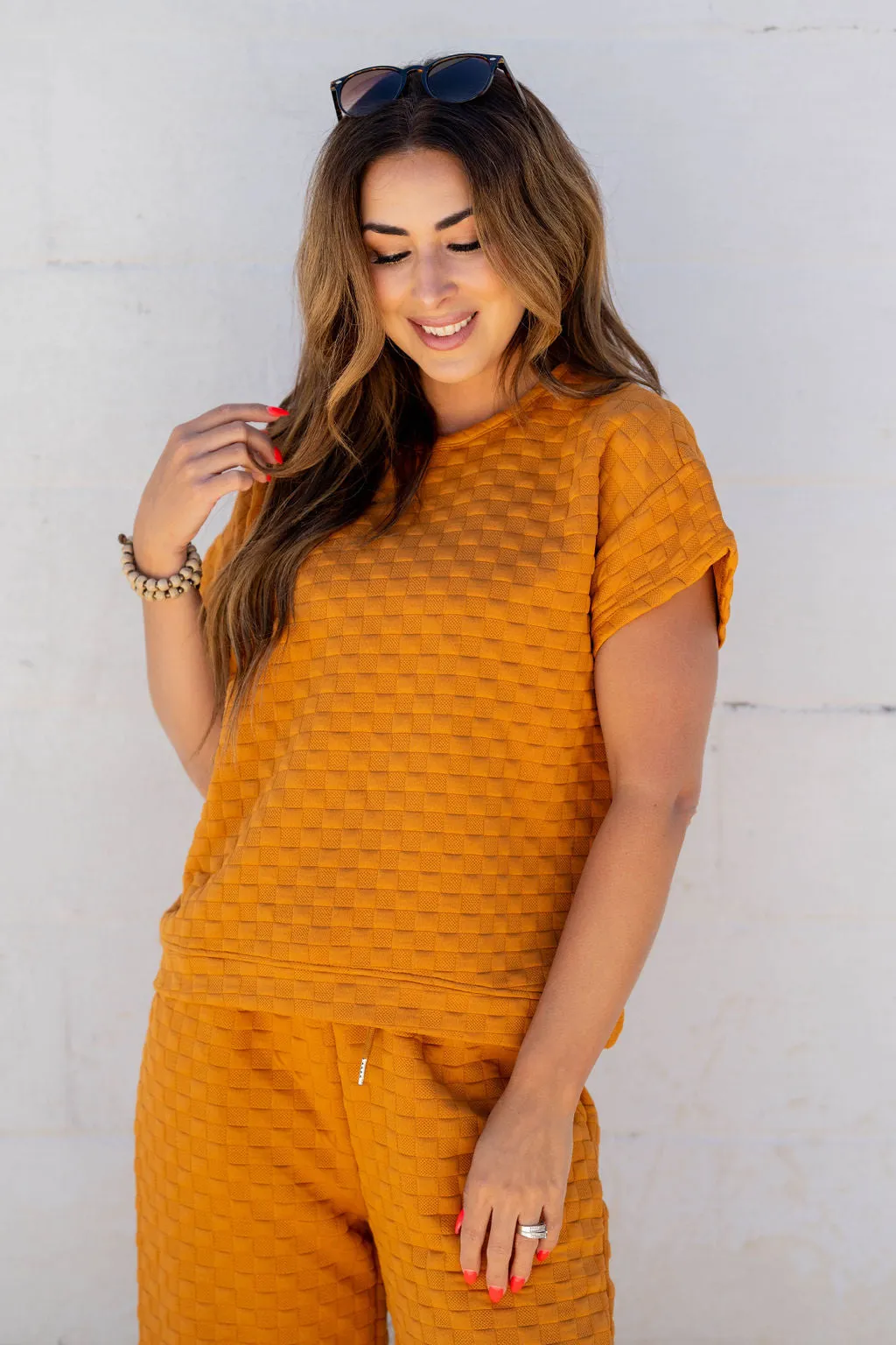 Subtle Checkered Relaxed Sleeve Tee