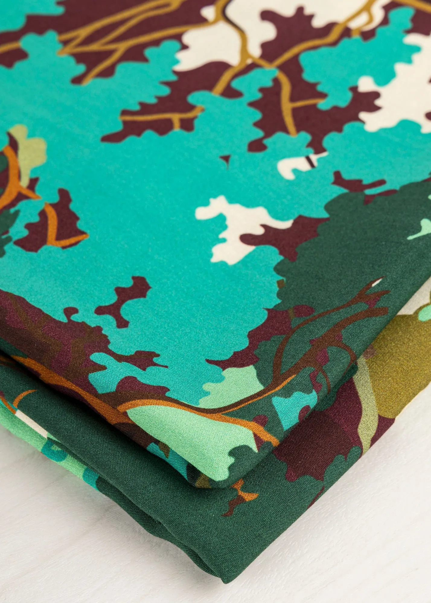 Summer Forest Viscose Print - Cool Tones - Swatch