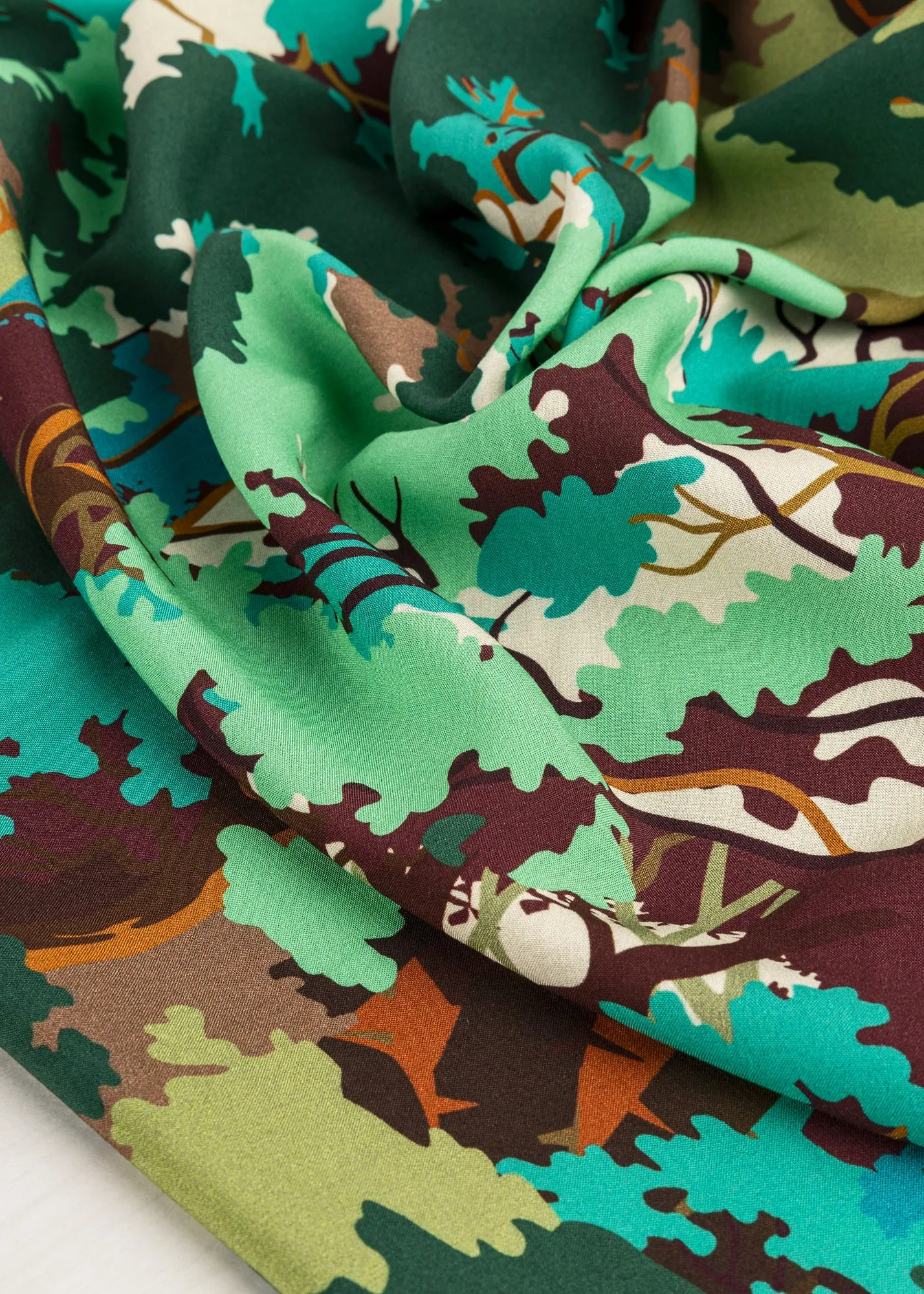 Summer Forest Viscose Print - Cool Tones - Swatch