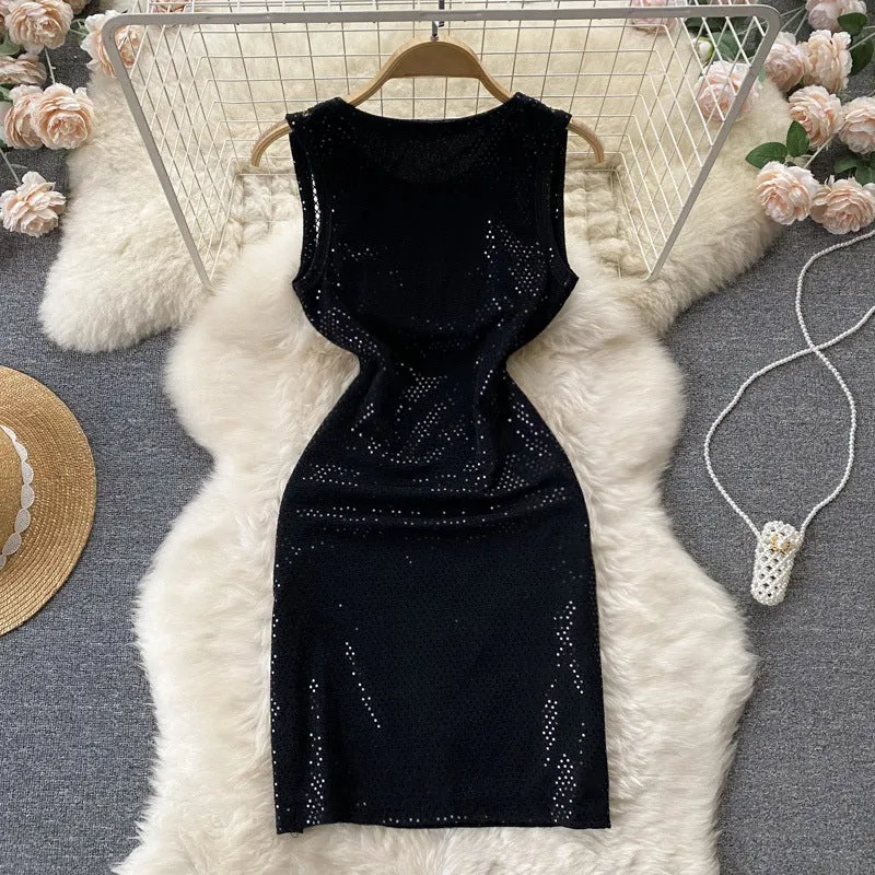 Summer Sexy Shiny Mesh Sleeveless Dress 365