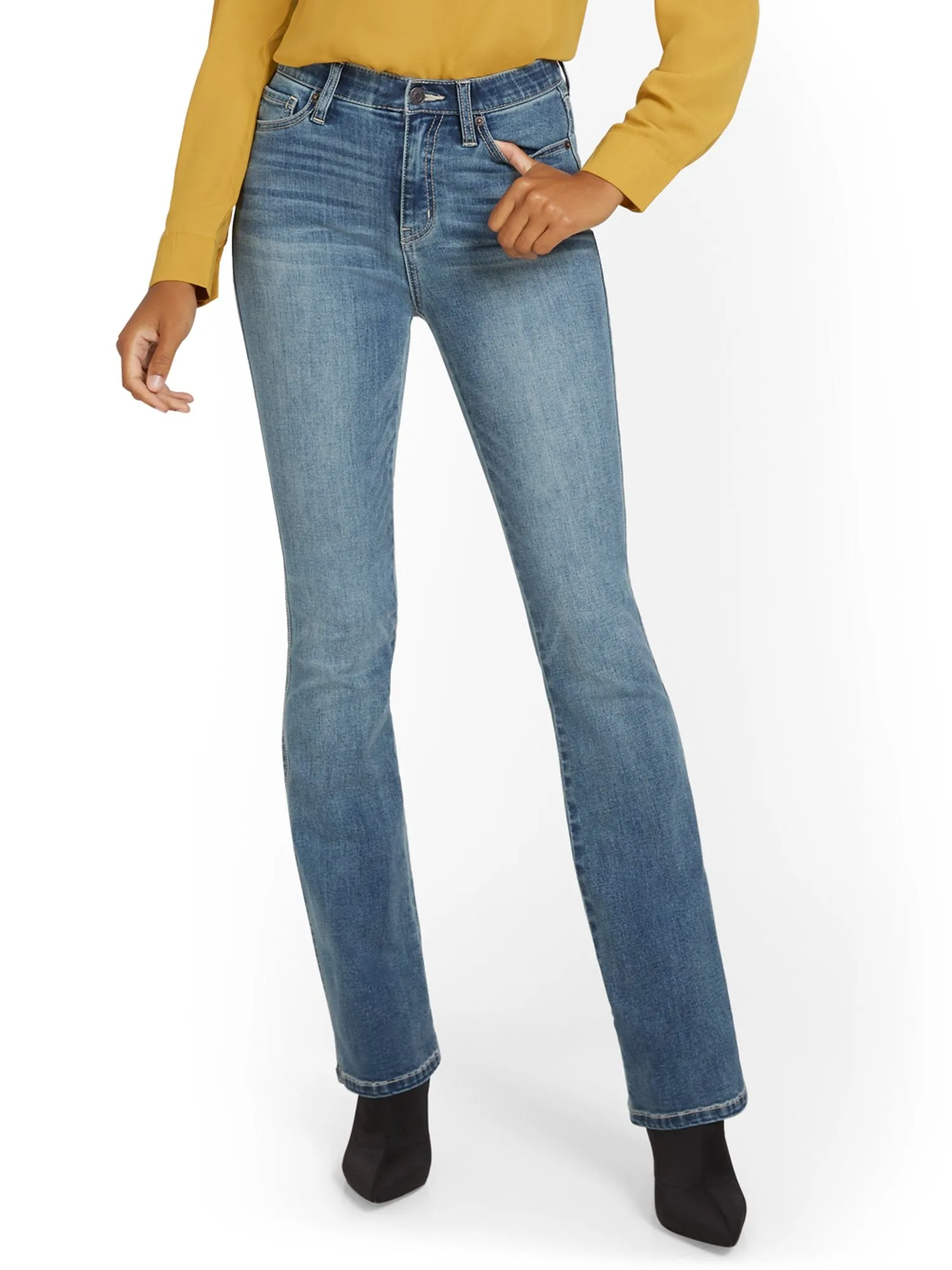 Tall High-Waisted Curvy Essential Bootcut Jeans - Vibrant Blue Wash