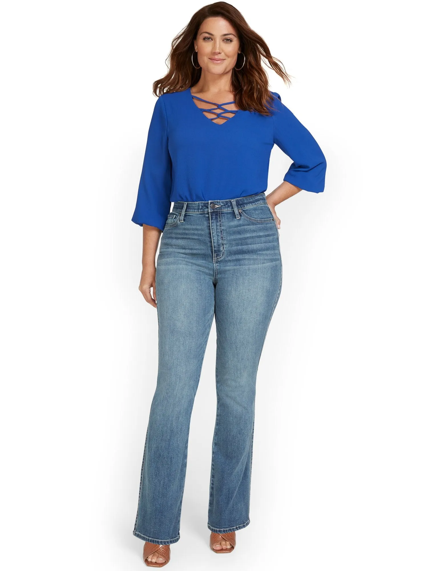 Tall High-Waisted Curvy Essential Bootcut Jeans - Vibrant Blue Wash