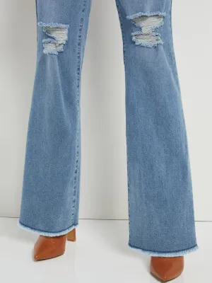 Ultra High-Waisted Wide-Leg Jeans - Light Wash