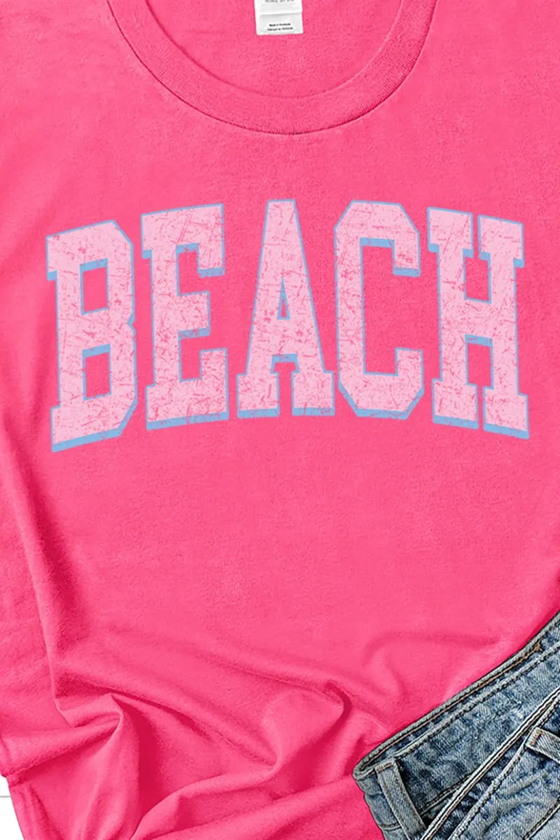 Vintage Varsity Beach Short Sleeve Relaxed Fit T-Shirt