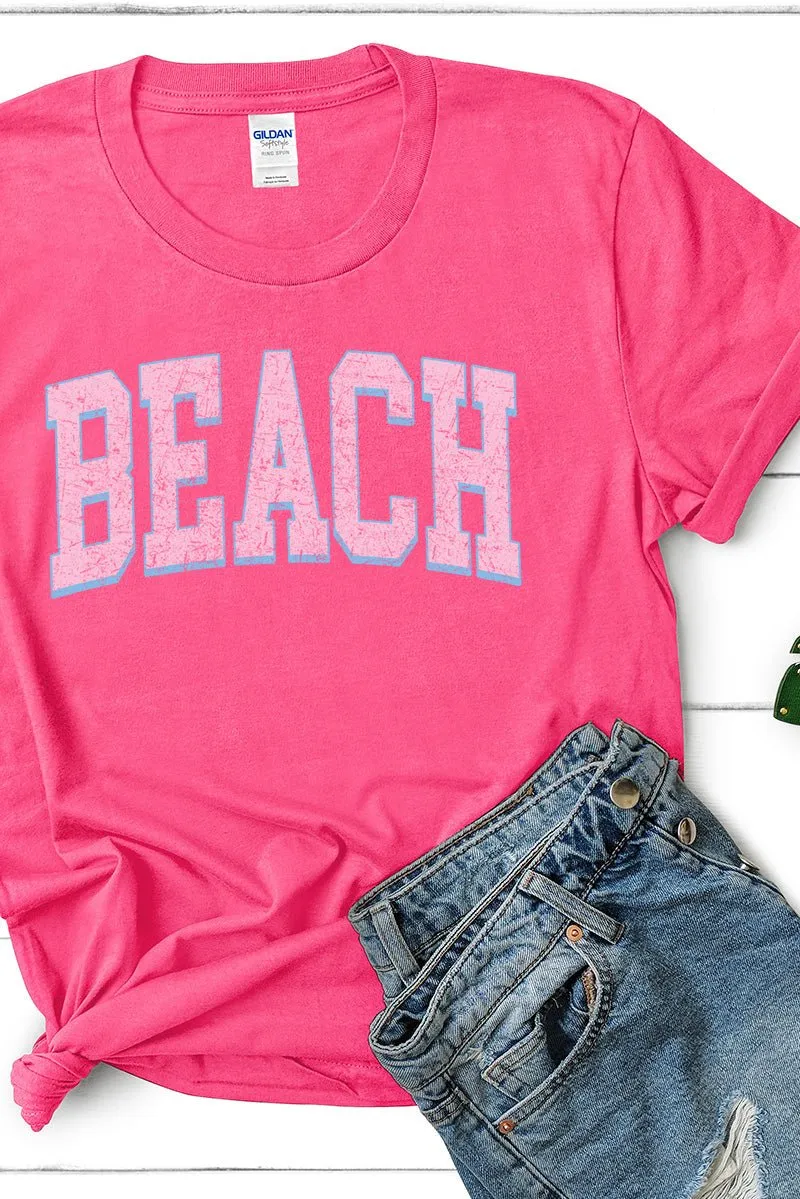 Vintage Varsity Beach Short Sleeve Relaxed Fit T-Shirt